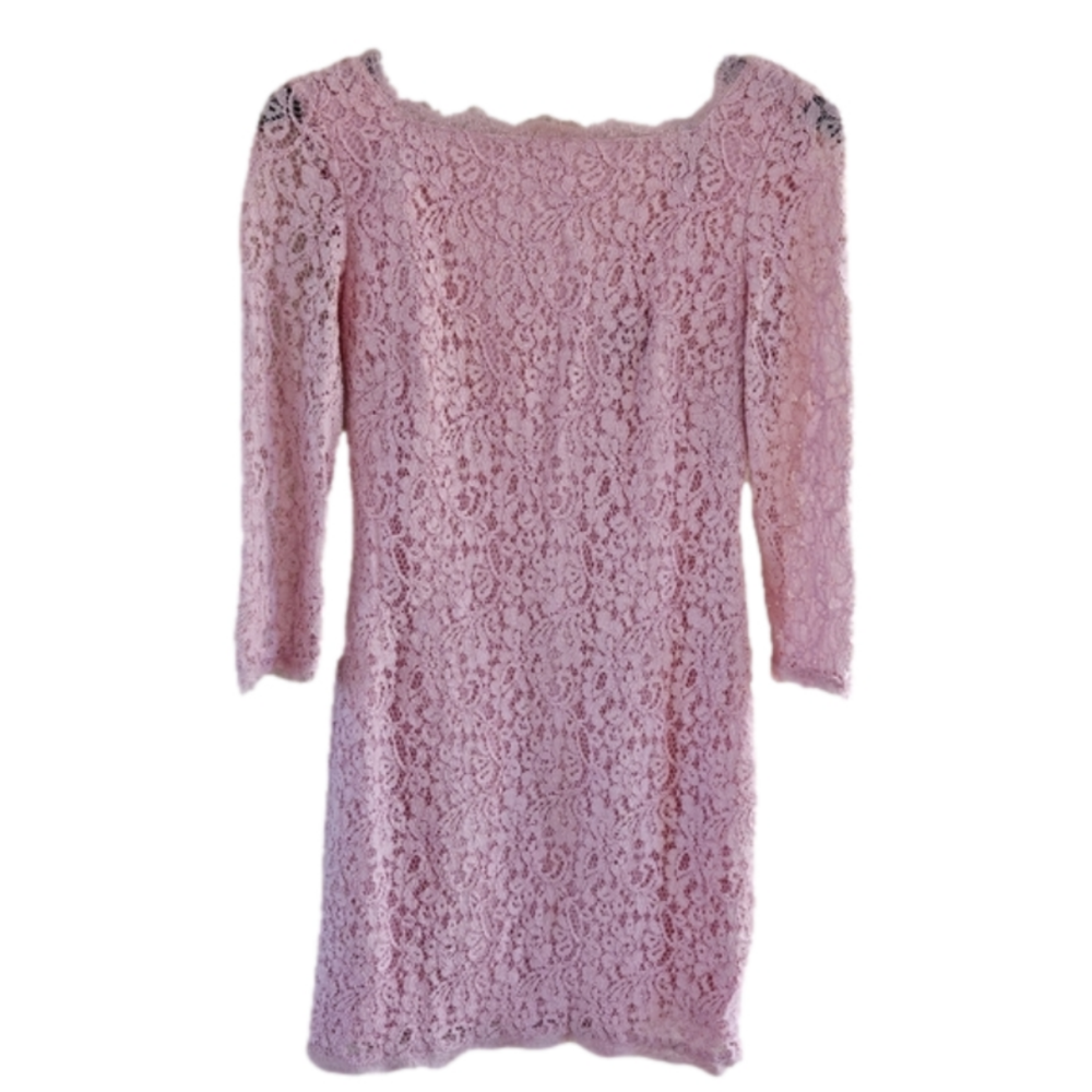 Adrianna Papell Pink Lace Lined Long Sleeve Zip-Up Mini Dress-Size 2P